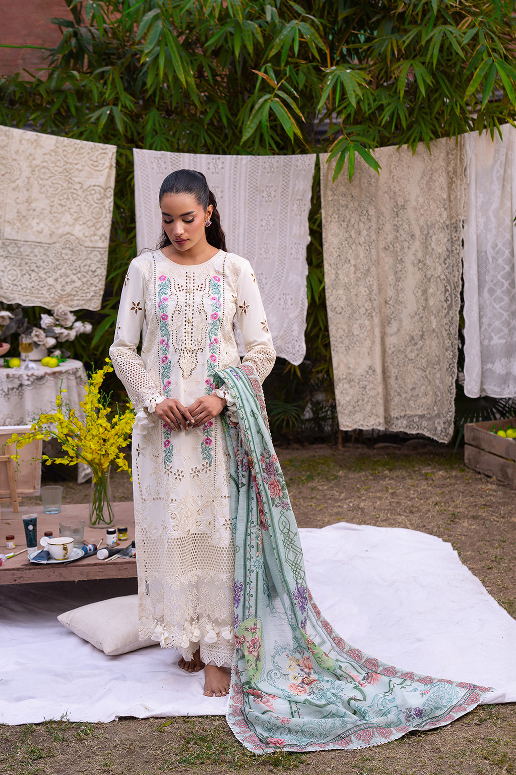 3 PIECE EMBROIDERED LAWN - ABEER (Premium Lawn)