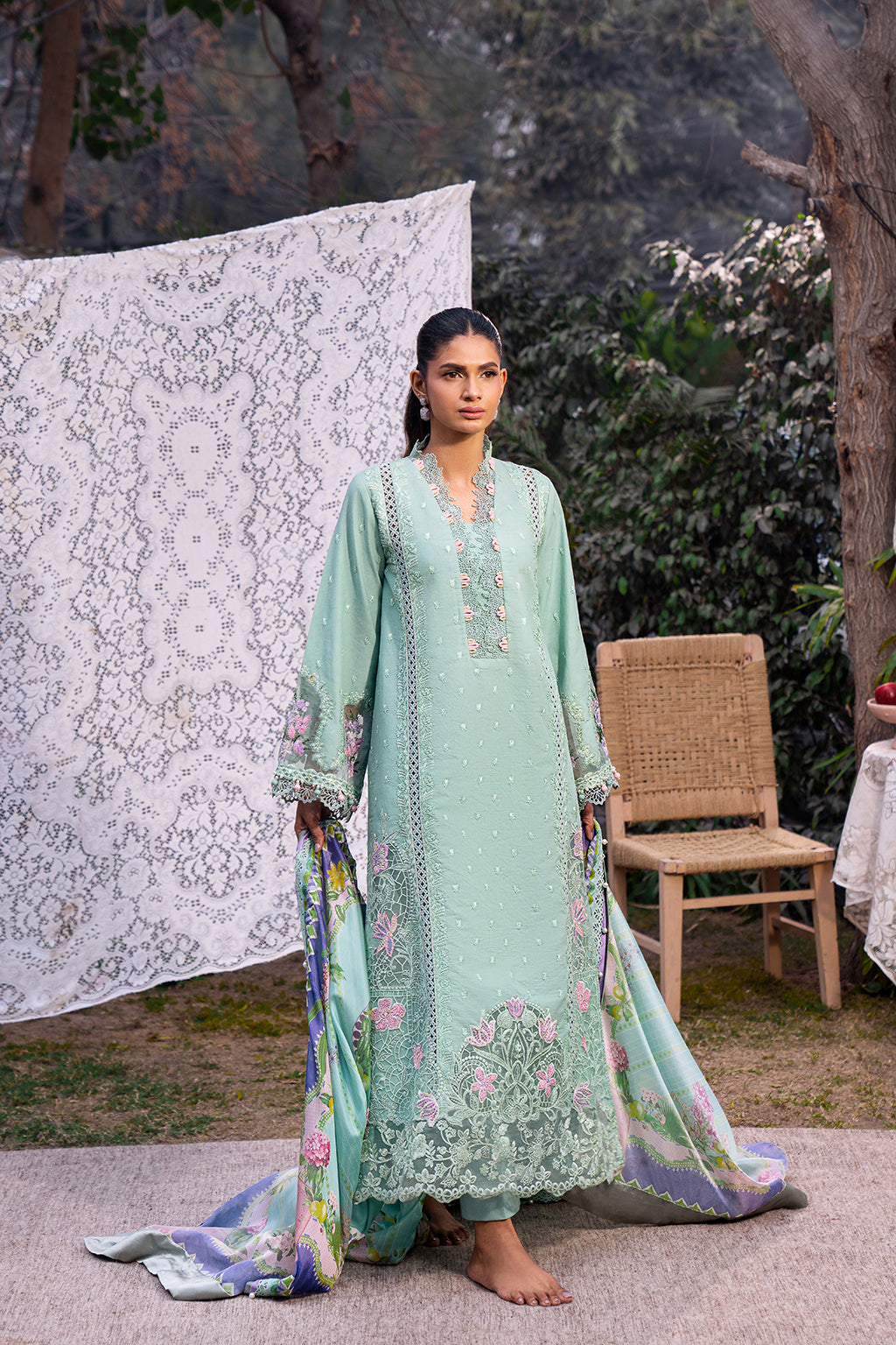 3 PIECE EMBROIDERED LAWN - NEESHA (Premium Lawn)